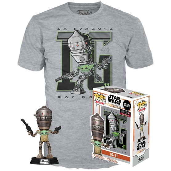 Funko POP! Tees. POP y Camiseta IG-11 with the Child Mandalorian Talla M