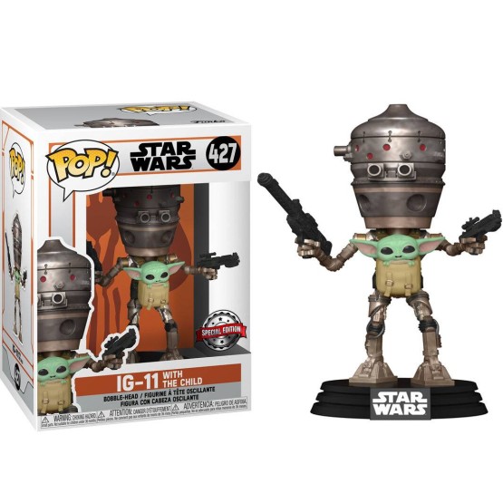 Funko POP! Tees. POP y Camiseta IG-11 with the Child Mandalorian Talla M