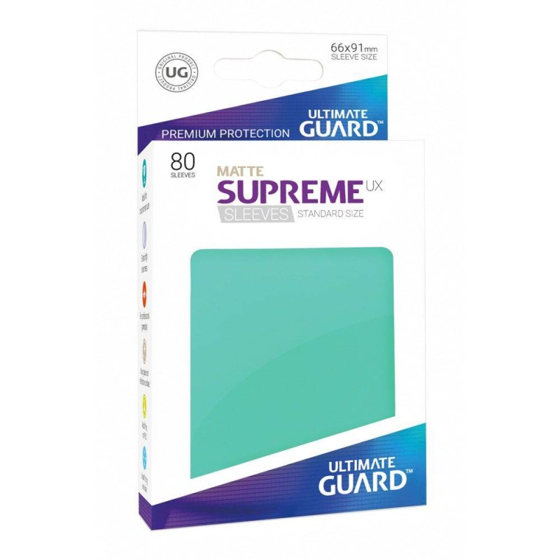 Fundas de Cartas Estándar  66 x 91 mm Turquesa Mate (80)  Ultimate Guard Supreme UX