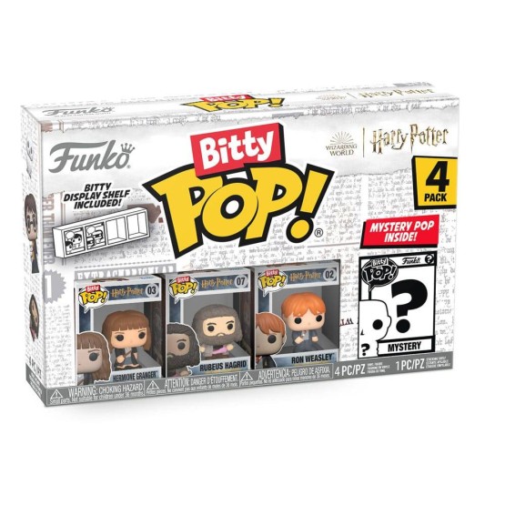 Bitty POP Harry Potter Hermione, Hagrid, Ron y Mystery Pack 4 figuras POP