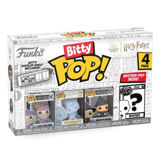 Bitty POP Harry Potter: Albus Dumbledore, Nearly Headless Nick, Minerva McGonagall y Mystery Pack 4 figuras POP