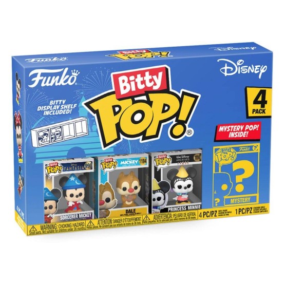 Bitty POP Disney: Sorcerer Mickey, Dale, Princess Minnie y Mystery Pack 4 figuras POP