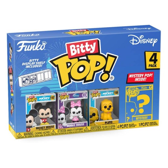 Bitty POP Disney: Mickey Mouse, Minnie Mouse, Pluto y Mystery Pack 4 figuras POP