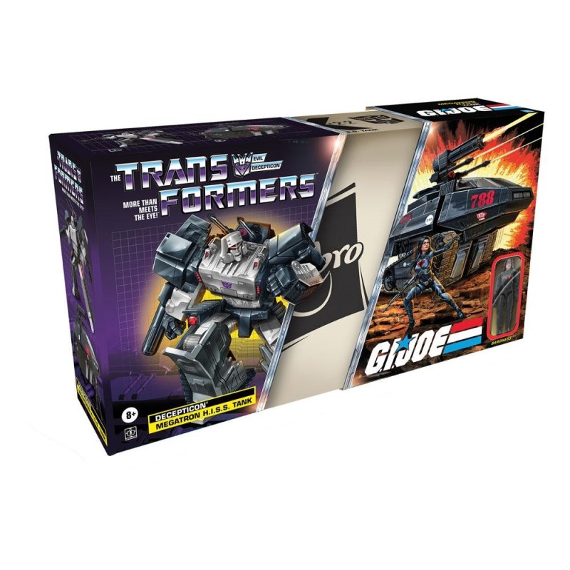 Transformers x G.I. Joe Mash-Up Megatron H.I.S.S. Tank con Cobra Baroness figura 27 cm