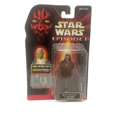 Mace Widu with Lightsaber and Jedi Cloack CommTech chip Episode I Collection figura 9,5 cm