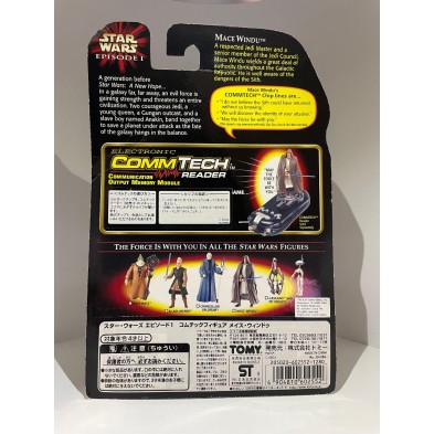 Mace Windu with lightsaber and jedi cloack CommTech chip Episode I Collection figura 9,5 cm