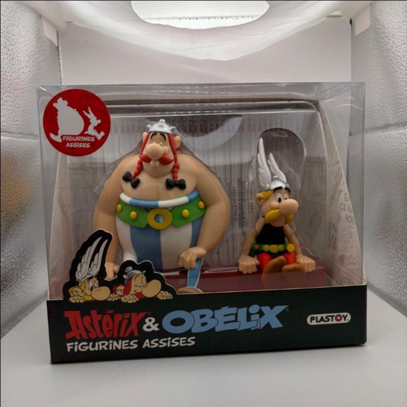 Pack 2 figuras Asterix  & Obelix sentados 12 cm
