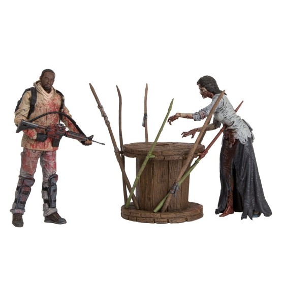 Caja Deluxe figuras Morgan, caminante y trampa de estacas The Walking Dead