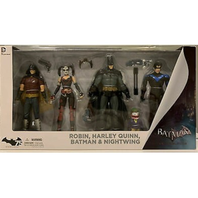 Pack figuras Batman: Arkham City. Robin, Harley Quinn, Batman & Nightwing 18 cm